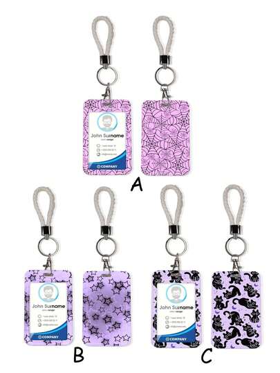 1 pieza Portador de tarjeta de identificación con patrón de estrella morado de ABS, adecuado para tarjeta de estudiante, tarjeta de autobús, tarjeta de comida, tarjeta de agua, para uso diario de estudiantes y trabajadores de oficina