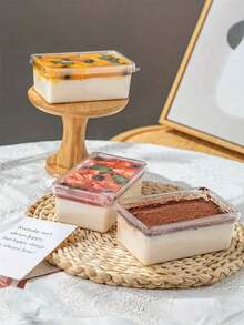 Hộp đựng bánh Tiramisu ngàn lớp trong suốt 10/20/30 chiếc, hộp đựng bánh mousse tráng miệng không có nhãn dán, đồ dùng cắm trại, đồ dùng tiệc tùng, tụ họp bạn bè, bữa tối gia đình. - trong suốt - Xem 1