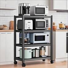 Estante de almacenamiento multifuncional de 5 niveles con ruedas para cocina - Ensamblaje fácil, organizador ahorrador de espacio para cocina, baño y sala de estar - Construcción de metal duradera - A - Ver 6