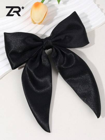 1pc Women Elegant Fashion Black Ribbon Bow Hair Clip For Daily Life Women Hair Accessory