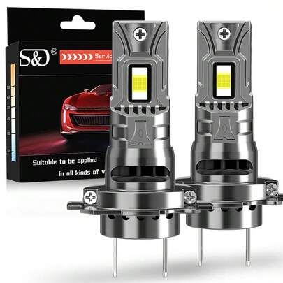  S&D H7 หลอดไฟหน้า LED พร้อมพัดลม 30000LM 6000K CSP ไฟสูงต่ำสำหรับไฟตัดหมอกรถยนต์ 12V โคมไฟอัตโนมัติสีขาว