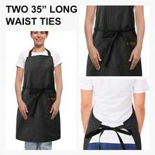 Adjustable Cooking Apron With Pockets - Unisex Chef Bib Apron For Kitchen - Narow Black Narow Brown - 查看 3