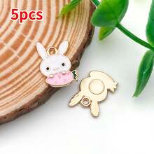 5/12件套可爱兔子吊坠套装 – 珐琅锌合金可爱卡通月亮星星设计 – DIY手链项链耳环工艺品材料，适合生日派对和春节 - 彩色 - 查看 11