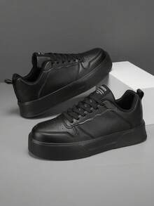 Giày thể thao nam casual phối chữ tương phản, giày đế bằng đơn giản, đa năng, thích hợp cho hoạt động ngoài trời, công sở, học sinh. - màu đen - Xem 7