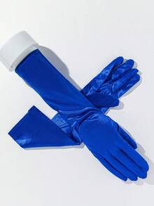 1 Cặp Găng Tay Dự Tiệc Tối Giản Màu Trơn Dài Vừa Phải - Rượu sâm banh - Xem 15