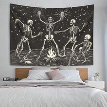 1件，骷髅挂毯，星空挂毯，黑白星星篝火舞曲音乐主题墙饰，适用于客厅卧室，美观大方 - 1PC - 查看 4