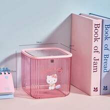 Sanrio Desktop Trash Can With Transparent Lid, High-Quality Garbage Bin For Bedroom, Living Room, Convenient Flip-Top Trash Can - A - View 13