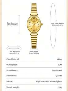 LIGE 时尚女士石英表，不锈钢表带，防水，适合日常佩戴，精致小巧的表盘，可调节表带 - 金色 - 查看 4