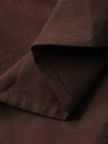 Livesso Spring & Summer Cinched Waist Knot Crisscross Casual & Work Outfit, Brown Top & Straight Leg Pants Set, Elegant Office & Commute Attire Business Casual Woman - Brown - View 6