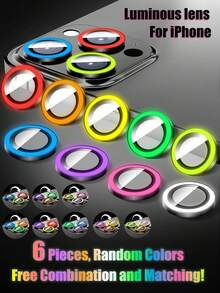 ZYONS 6pcs Glow In The Dark Camera Lens Protector Film, Compatible With IPhone 17 Pro Max/17 Air/16 Pro Max/16E/15 Pro Max/14/13/12/11 Series, 9 Random Colors, Multi-Color Luminous, Camera Accessories, Freely Combinable, Compatible With Phone Cases (Random Color), Suitable For Daily Protection, Office, Home Phone Camera, Waterproof, Shockproof, Anti-Fall, Anti-Scratch. - 6pcs - View 10