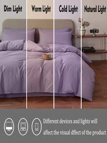 Bộ chăn ga gối màu tím 3 món, gồm 1 vỏ chăn và 2 vỏ gối, chất liệu dệt may mềm mại và thoải mái, thân thiện với da, nhiều màu sắc để lựa chọn, phù hợp cho ký túc xá, trang trí nhà cửa đơn giản và thời trang, bộ chăn ga gối phòng ngủ mềm mại và ấm cúng, bộ sản phẩm thời trang, có thể giặt máy, không kèm ruột chăn. - Màu Lilac Tím - Xem 5