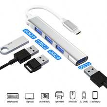 VAORLO USB-C 3.0 Type-C 4-Port Multi-Function USB Hub Adapter, OTG Compatible For Huawei Pro 13/15 Air Pro PC Computer Accessories - Grey - View 8