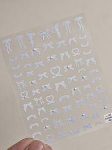 1个5D精致可爱蝴蝶结美甲贴纸 日式马卡龙小丝带自粘美甲贴纸 DIY美甲配件 - 淺藍色 - 查看 1