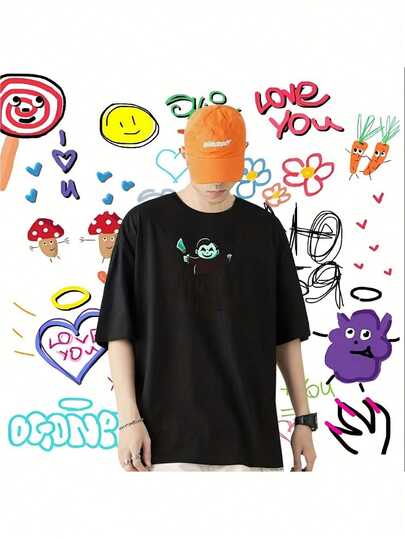 Men's & Women's 200g Cotton T-Shirt With Hot Transfer Print - Short Sleeve Round Neck Casual Tee, Unisex Couple Matching Outfits (L-4XL), Birthday Party Festival Outfit, Machine Washable Comfortable For All-Season Wear - Ideal Fan Gift For Both