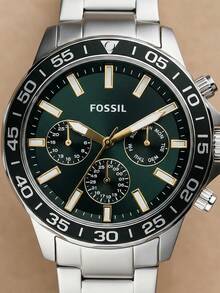 Đồng hồ đeo tay nam bằng thép không gỉ, thiết kế ba mặt số đa chức năng hiển thị ngày và thứ, máy quartz, phù hợp cho cả công sở và thường ngày. - màu xanh lá - Xem 6