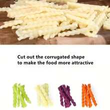 不锈钢波浪形土豆刀，多功能土豆切割器，可用于切薯条、土豆片、切花 - 黑色 - 查看 4