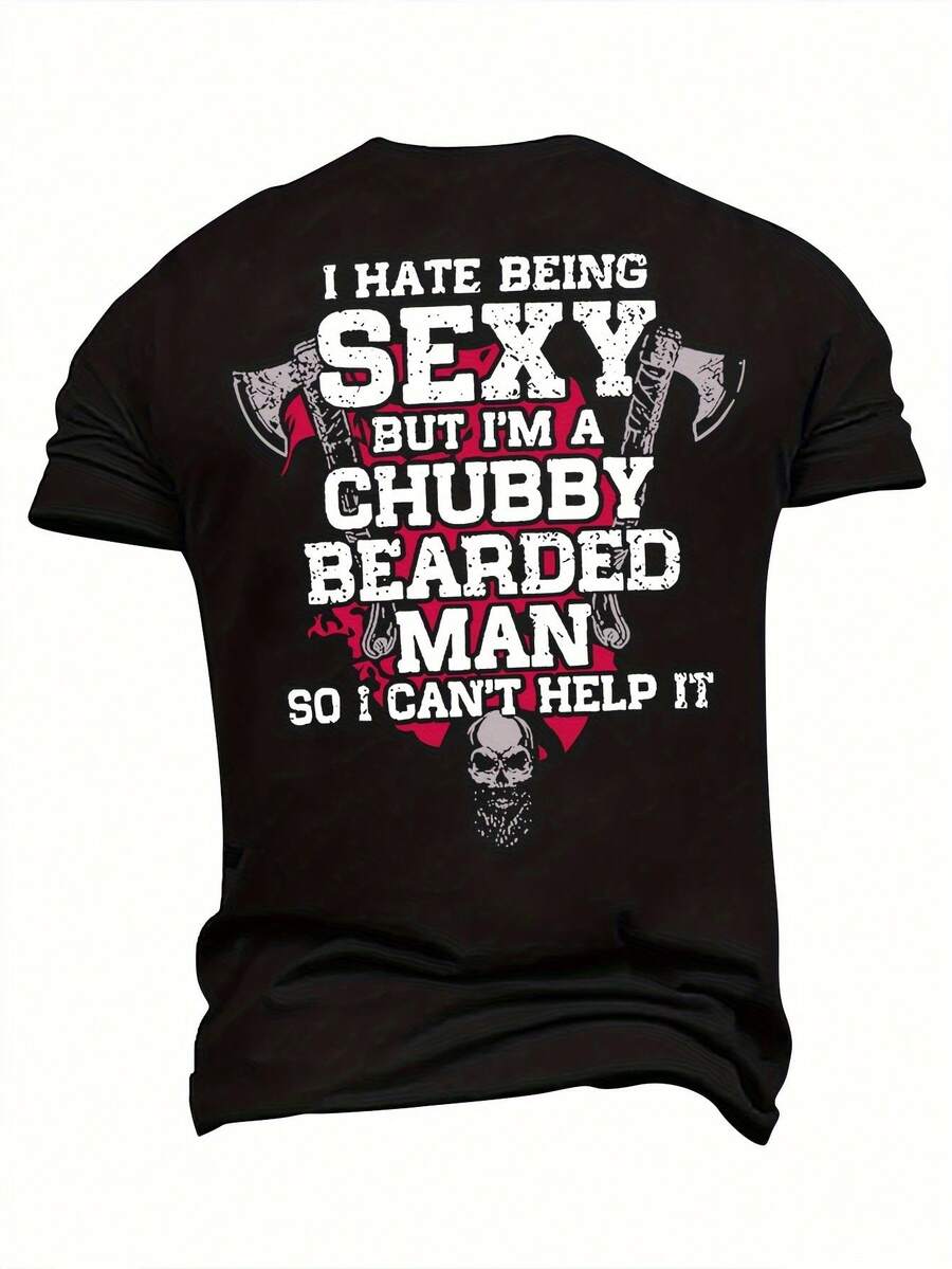Camiseta de Hombre Talla Grande Patrón de Calavera Martillo Z343539 - Negro - Ver 1