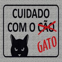 TAPETE CAPACHO DECORATIVO CUIDADO COM O GATO - Tamanho Único - Visão 3