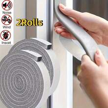 2-Roll Plastic Door And Window Sealing Strip - Noise-Proof, Windproof, Dustproof, And Waterproof Tape, 78.74x0.59 Inch High-Quality Door And Window Sealing Strip, Easy To Cut, No Tools Required, Durable Polystyrene Material, Used For Heat Insulation And Noise Reduction, Suitable For Home Decor, Living Room, Bedroom, Bathroom, And Kitchen. - Black - View 2