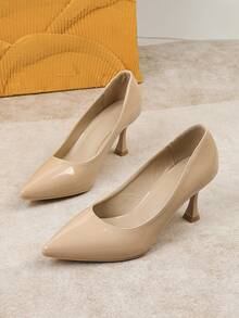 Giày cao gót mũi nhọn cao 7cm, màu nude gợi cảm, chất liệu da mềm mại, thích hợp cho công sở và thanh lịch. - Màu be - Xem 3