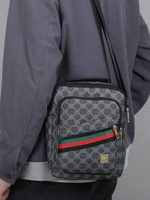 新款多功能男士斜挎包，深灰/棕/白/卡其色可选，复古花卉图案，PU材质，时尚休闲风，适合户外活动、购物、运动、通勤、骑行等场合，可调节肩带，轻便易携，是送给男士、丈夫、父亲的理想礼物，也是情人节的绝佳选择。 - 彩色 - 查看 6