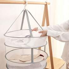 Cesta de secado de malla plegable para ropa, cesta de lavandería de capas aleatorias plegable - Multicolor - Ver 4