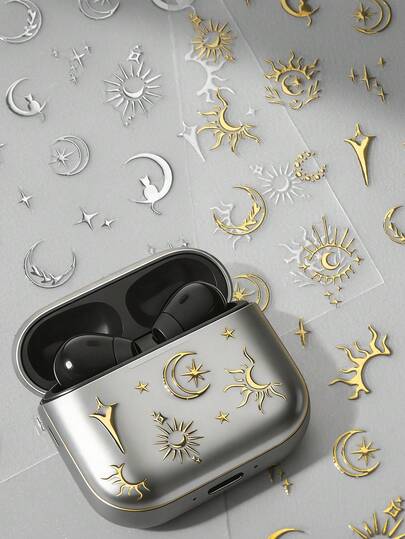 金箔日月星贴纸 防水PVC材质 笔记本水瓶DIY装饰文具贴纸