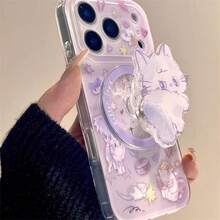 可爱紫色小猫磁性手机支架，适用于 MagSafe，可桌面安装，可调节支架 - 彩色 - 查看 3