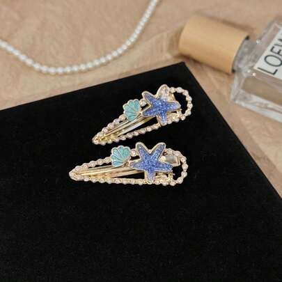 清新可爱的海星发夹，鸭嘴夹刘海夹，闪亮钻石侧夹发饰