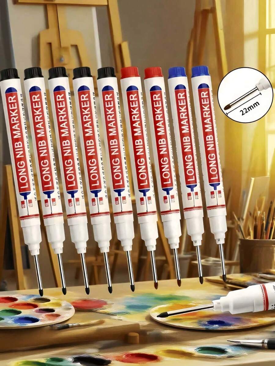 Permanent Marker Pens, Oil-Based Marker Pens, Long Tip Marker Pens, Woodworking Marker Pens, Waterproof And Smudge-Proof, Suitable For Extended Tile Marking, Construction Sites, Bathroom Installation, And Special Purposes