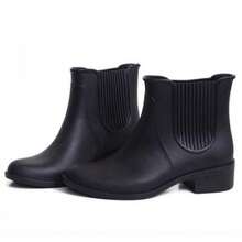 Women's Waterproof Rain Boots, New Release 2026, PVC, Sports, No Outdoor Boots - màu đen - Xem 1