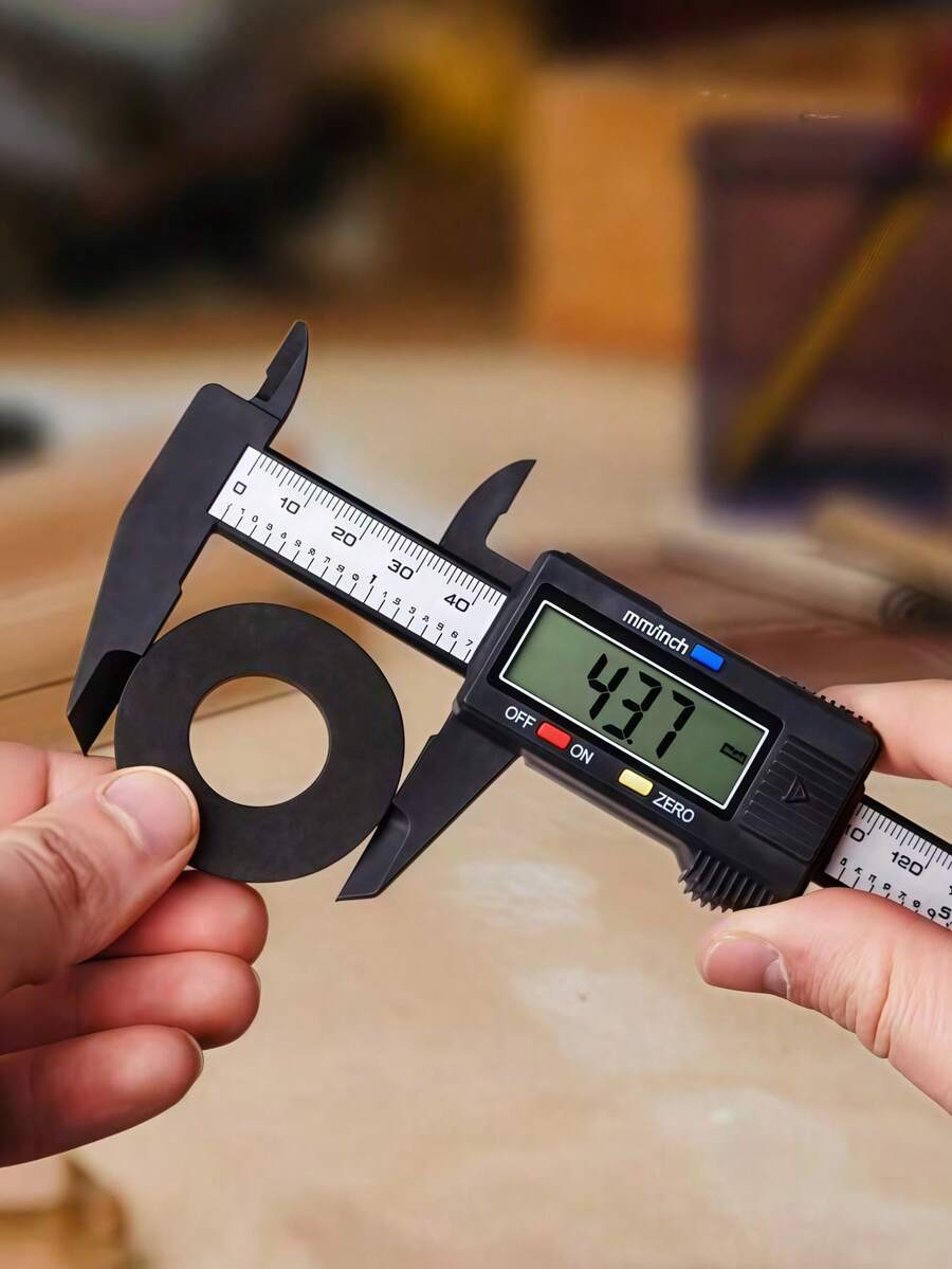 1pc 0 - 6" / 0 - 150mm Digital Caliper Measuring Tool Electronic Micrometer Caliper Electronic Digital Caliper Carbon Fiber Dial Vernier Caliper Gauge Micrometer Measuring Tool Digital Ruler - 黑色 - 查看 1