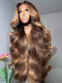 34 Inch Ombre Honey Blonde Lace Front Wig Human Hair 13x4 Highlight Body Wave Lace Front Wig Human Hair Pre Plucked With Baby Hair 4/27 HD Lace Wig Human Hair 200% Density Colored Wigs Halloween Color - S4/27 - View 2
