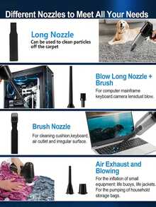 3-In-1 Car Vacuum Cleaner, Strong Suction Portable Cordless Vacuum Cleaner For Wet & Dry Use, 2400mAh Car Accessories - Black - View 6