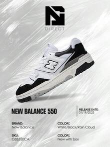 New Balance 550 White Black Rain Cloud (GS) – Big Kids Lifestyle Sneakers – Shoes For Youth/Women-Vintage-Spring & Summer-Inspired Running Shoes, Shock-Absorbing Comfort, Gym To Streetwear Casual Wear-Easter Gift– GSB550CA - White/Black/Rain Cloud - 查看 6