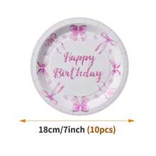 Bộ đĩa, khăn ăn và cốc dùng một lần màu hồng hình trái tim và nơ, phục vụ 10 người, đồ dùng tiệc bằng giấy dùng một lần phù hợp cho sinh nhật, đám cưới, tiệc tùng, dã ngoại gia đình. - Nhiều màu - Xem 10