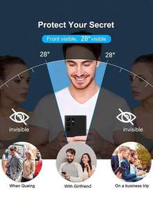 1pc Tempered Glass Privacy Screen Protector, Compatible With Galaxy A03/A04/A04S/A04E/A05/A05S/A13/A14/A15/A16/A17/A23/A24/A25/A26/A34/A35/A36/A54/A55/A56/S23 FE/S24 FE/S25 FE, Tempered Glass Film, Supports Fingerprint Unlock, Full Edge Coverage, Anti-Peeping, 9H Hardness, Bubble-Free Screen Protection Essentials, Applicable To Daily Shield, Office, Home Daily Shield Office Home Phone Screen Protector Phone Accessories Anti-Spy Waterproof Shockproof Anti-Fall Scratch Resistant - Black - View 4