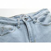 Pantalones Mezclilla Altos Roturas Diseño Para Mujer Dama - Azul - Ver 4