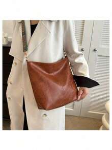 This Year's Popular Bags For Women: Large-Capacity New Style Fashionable Wide-Band Messenger Bags, Niche Popular Tote Bags - 棕色 - 查看 2