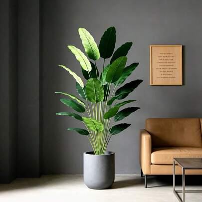 Lá cây thiên đường nhân tạo cỡ lớn 85-115cm, lá chuối giả nhiệt đới, lá cọ nhựa ngoại cỡ, tán lá cây sống động như thật để trang trí nhà cửa và sân vườn, không bao gồm chậu, 1 chiếc, thích hợp cho Ngày Valentine, Sinh nhật, Lễ tốt nghiệp.