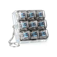 Đồ chơi giảm căng thẳng kiểu bàn phím 9 trong 1, móc khóa đồ chơi bấm, thiết bị giảm áp lực nút hình khối cho văn phòng, nhà, quà tặng (trong suốt) - Móc khóa đồ chơi giảm căng thẳng kiểu công tắc bàn phím cơ gây nghiện - Trong suốt/Nhiều màu sắc, đồ chơi cảm giác cho người bị lo âu và ADHD | Công cụ giảm căng thẳng di động cho văn phòng, trường học, du lịch | Quà Giáng sinh hoàn hảo, quà sinh nhật cho người lớn - Nhiều màu - Xem 9