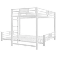L-Shaped Metal Bunk Bed, Dimensions 90 X 200 Cm And 140 X 200 Cm, White - White - View 7