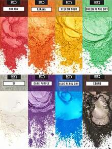 24 色/8 色 5g 0.18oz 不同颜色的珠光云母粉，鲜艳的环氧树脂染料颜色，DIY 珠宝工艺品，持久颜料，艺术和工艺品套装，适用于蜡烛制作，DIY 手工艺品，木制河流桌，液体涂料混合物，杯垫和珠宝制作 - 彩色 - 查看 14