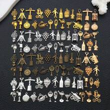 20/100pcs Alloy Wine Charms Champagne Cocktail Goblet Charms Wine Alcohol Charms For Jewelry Making Bracelets - One Size - View 2