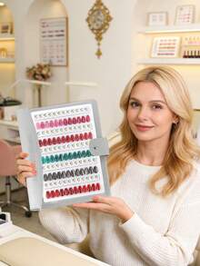 96/144 Colors Magnetic Nail Art Display Book, Detachable Color Cards, High-End Transparent PU Color Card Display Book - 彩色 - 查看 10