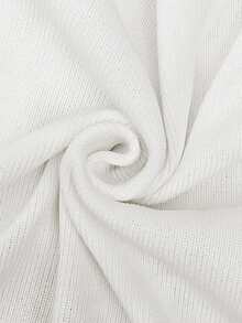 Cárdigan de punto de manga corta con cuello redondo, abotonado, asimétrico y de ajuste ceñido, en color blanco, para mujer. Prenda de vestir casual, minimalista y versátil, ideal para la primavera y el verano. - Blanco - Ver 8