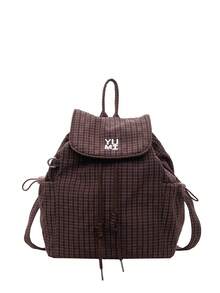 Japanese Style Fresh Small Plaid Fabric Backpack, Spring/Summer Popular Mini Backpack, Fashion Versatile Lady School Bag, College Style For Middle School, High School, University Students, Class Bag, Small Bag, Korean Version Casual Versatile Small Backpack, Lightweight Foldable, Suitable For Daily Use, Shopping, Small Fabric Bag - Multicolor - View 16