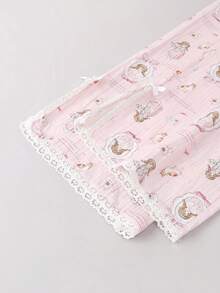 1pc Women's Cartoon Print Soft & Breathable 100% Cotton Pajama Pants - Pink - View 3