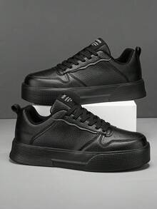 Giày thể thao nam casual phối chữ tương phản, giày đế bằng đơn giản, đa năng, thích hợp cho hoạt động ngoài trời, công sở, học sinh. - màu đen - Xem 2