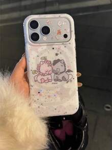 Korean Cute Swirl Horse Phone Case Compatible With Apple 16/17 Pro Max/ 15 Pro, Full-Body Protective Cover Compatible With IPhone 14/13, Suitable For Women - White - View 3